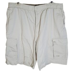 OP Ocean Pacific Men's Cargo Shorts XL Beige Carpenter Elastic‎ Waist Cotton